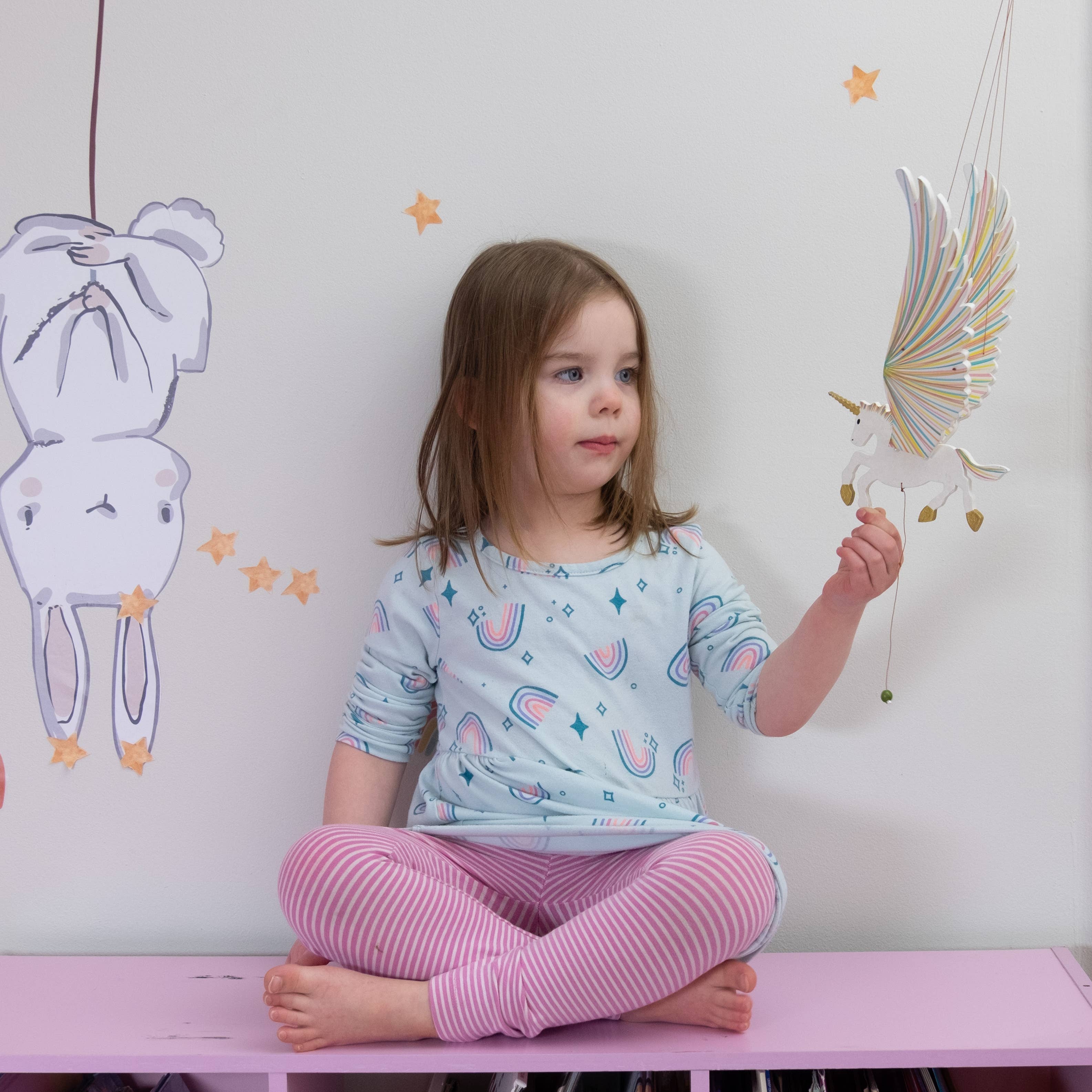 Tulia's Artisan Gallery - Wholesale Mobile - Unicorn Flying Mobile - Golden2