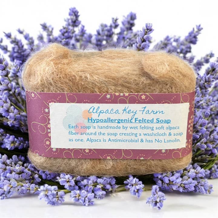 Alpaca Key Farm LLC - Wholesale Bar Soap - Felted Alpaca Soap Natural Exfoliating Gift Bar - Milk/Shea3