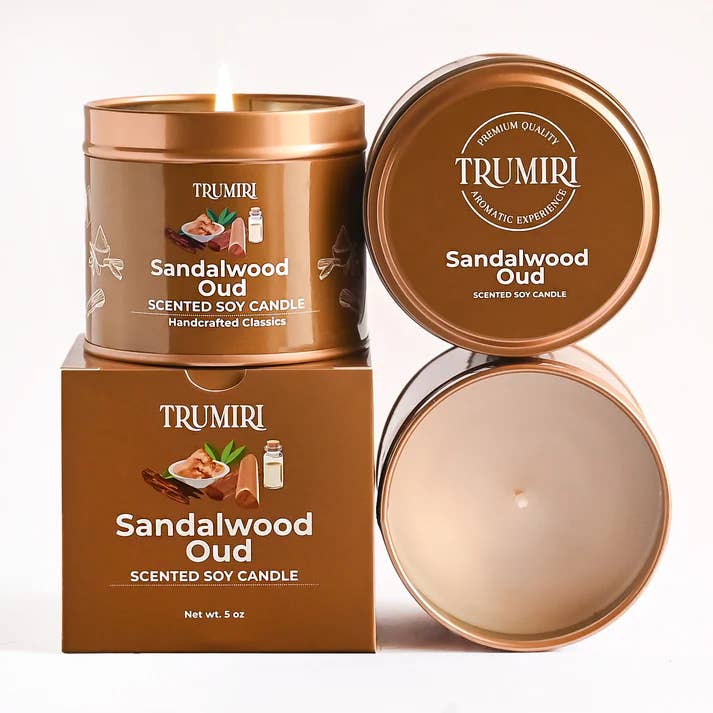 Sandalwood Scented Soy Wax Candle -Natural Non Toxic for wholesale by TRUMIRI