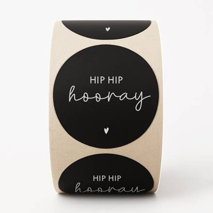 Stickers | 250 op rol | Hip hip hooray | Zwart voor wholesale door Liefz