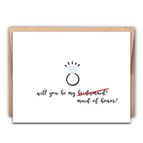 Will You Be My Maid of Honneur Carte typographique pour la vente par Stack Paper Press