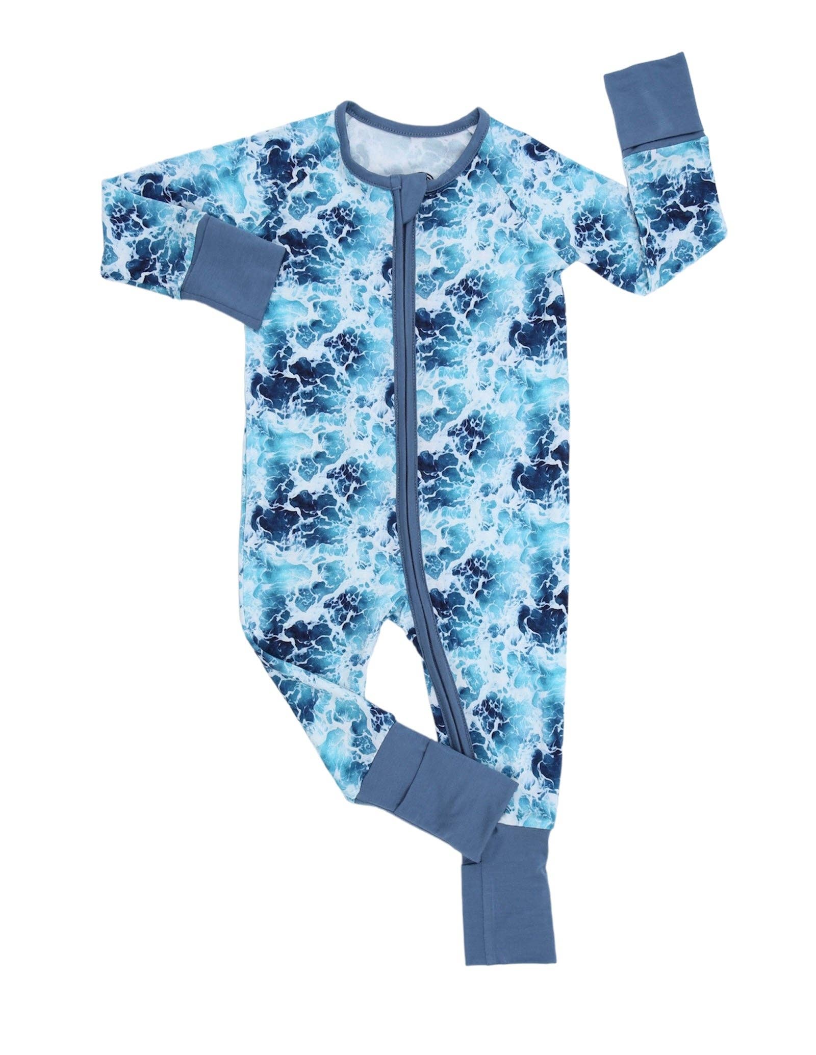 Sunshine Luckies - Wholesale Sleepsuit - Baby - Happiness Comes in Waves Zippy Bamboo Pajamas2