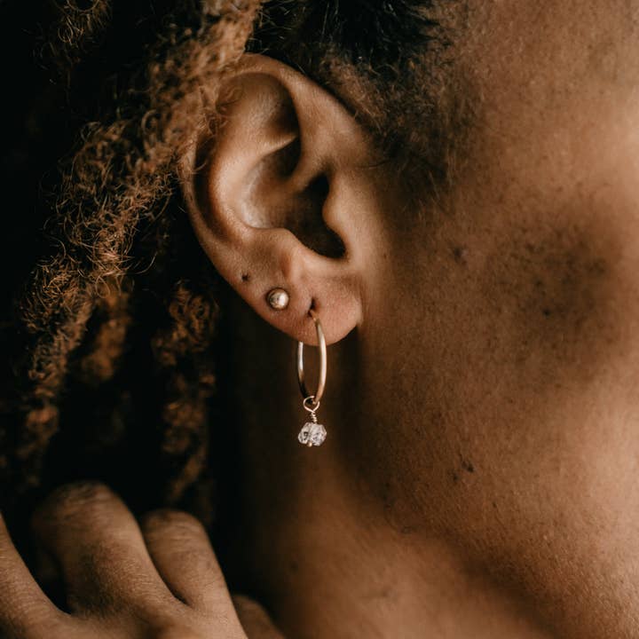 Herkimer Diamond Hoops for wholesale by Mountain Feather Designs