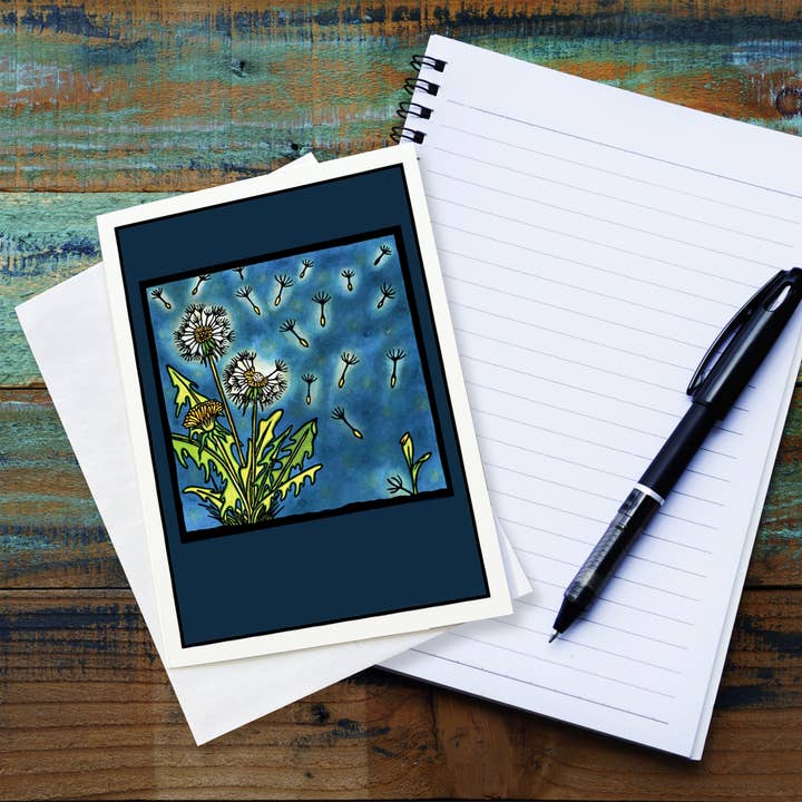 Greeting Card Dandelion for wholesale by Sarah Angst Art