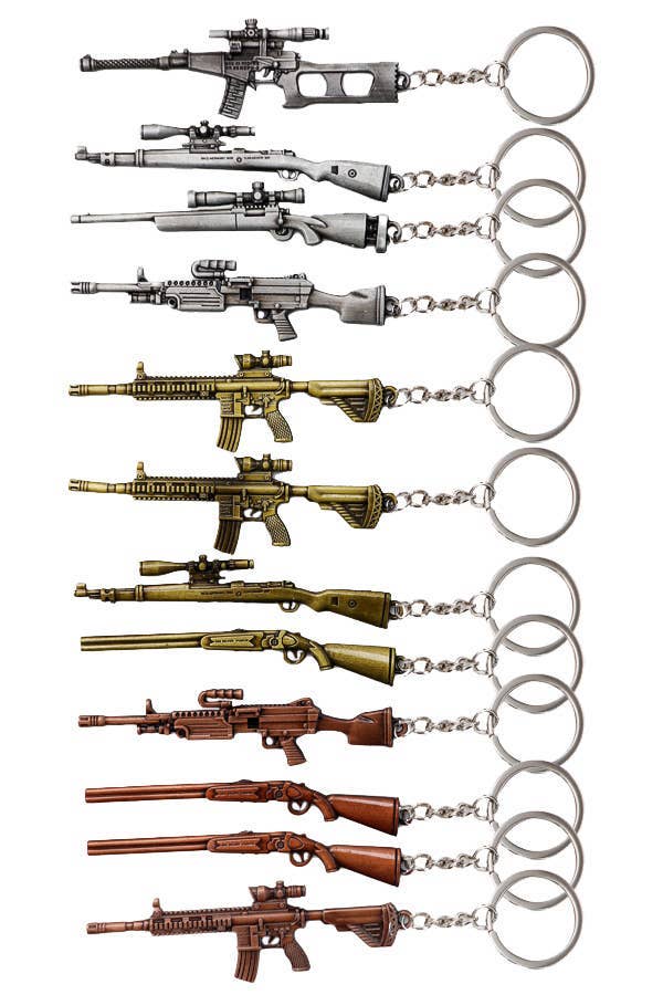 ASSORTED Combat Battle Rifle Gun Alloy Key Chain for wholesale on Faire0