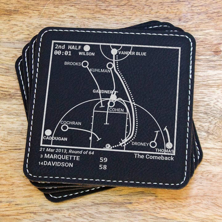 Beste basketbalspelen van Marquette: kunstleren onderzetters voor wholesale door Playbook Products