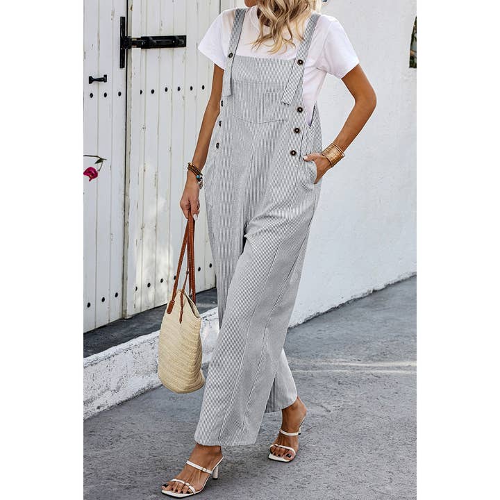 Supreme Fashion – wholesale Overaller - Dam – Massiva fyrkantiga halsringade knappfickor Jumpsuit