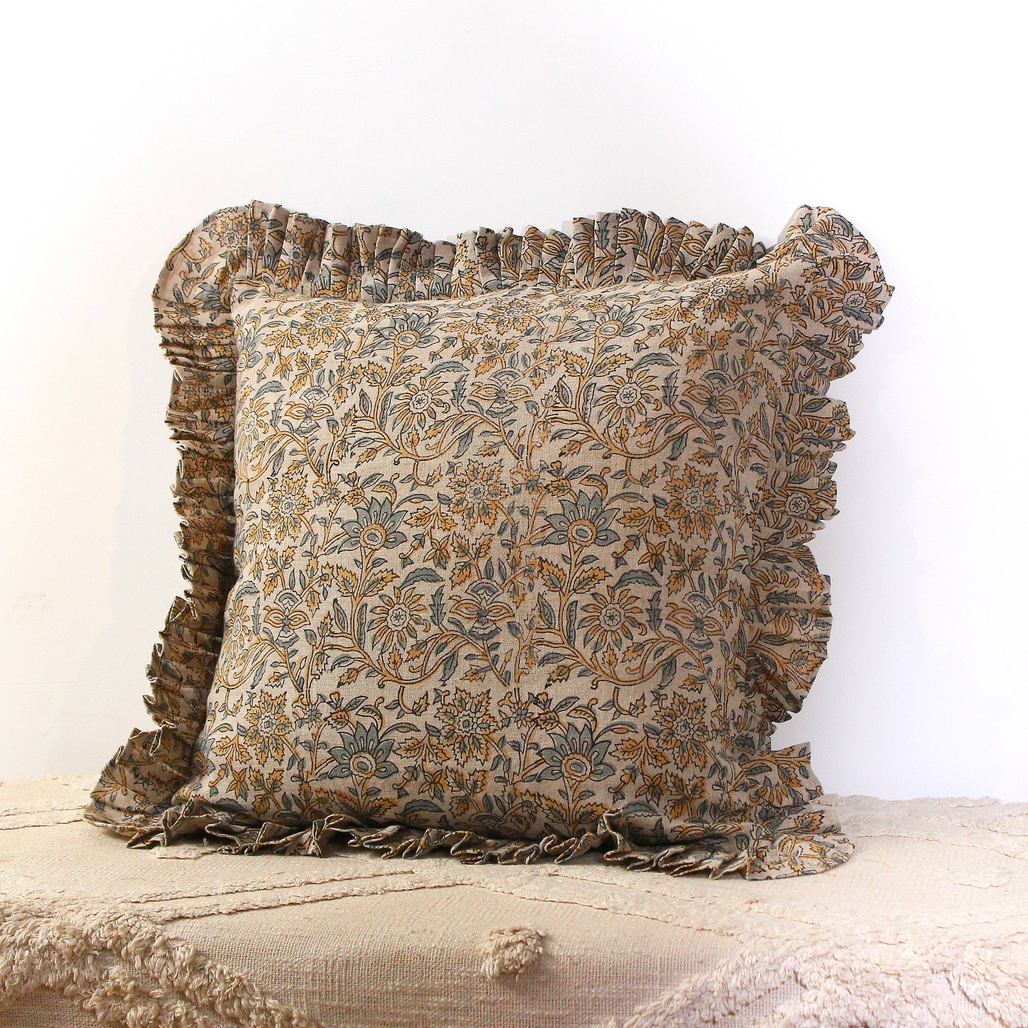 Eyda Homes - Wholesale Throw Pillow Cover - Indian Hand Block Printed Linen Pillow Cover6