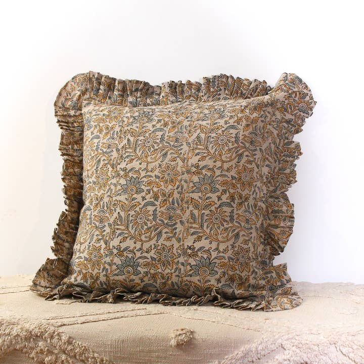 Eyda Homes - Wholesale Throw Pillow Cover - Indian Hand Block Printed Linen Pillow Cover6