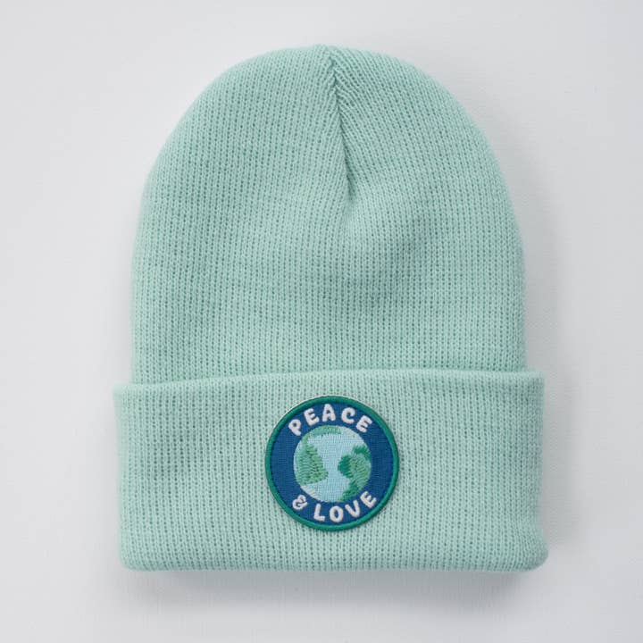 Peace and Love Seafoam Infant/Toddler Beanie Fits Ages 0-4 for wholesale by Seaslope