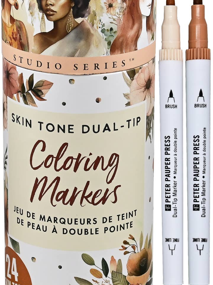 Studio Series Dual-Tip Skin Tone Markers (Set of 24) for wholesale by Peter Pauper Press