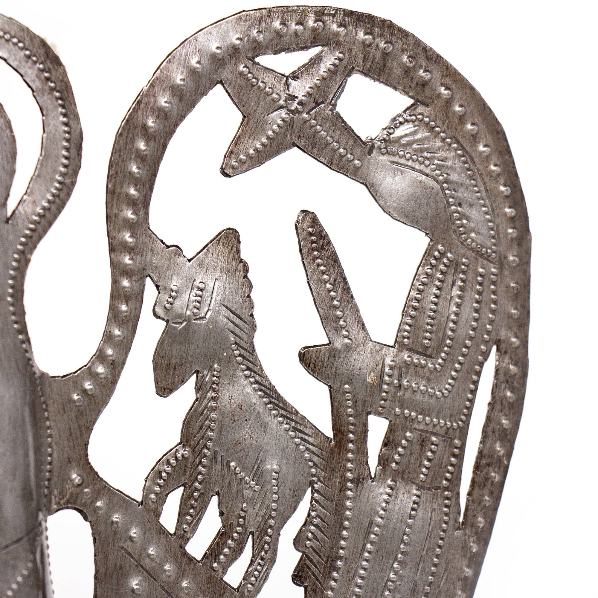 Global Crafts - Wholesale Sculpture - 12" Tall Nativity With Angel Haitian Metal Drum Sculpture3