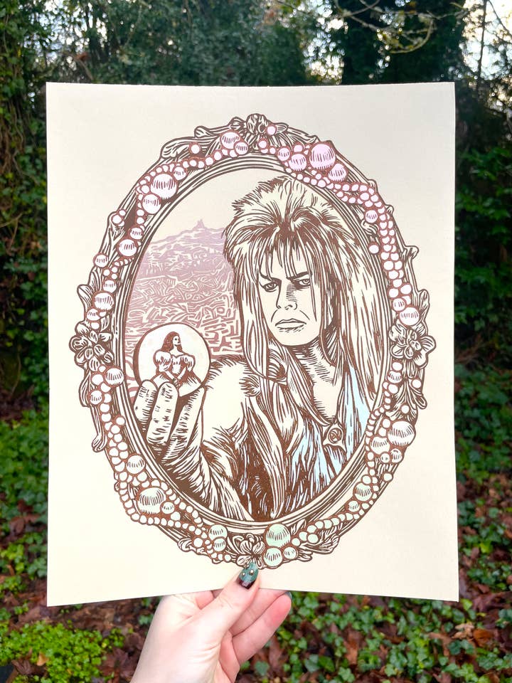 Labyrinth Linocut Print for wholesale by Augury Press