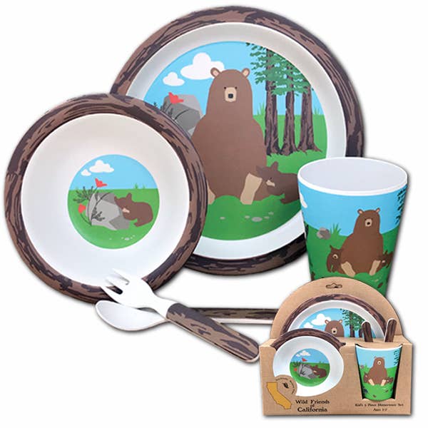 Bear Bamboo 5pc Kids Dinnerware Set for wholesale by SF Mercantile