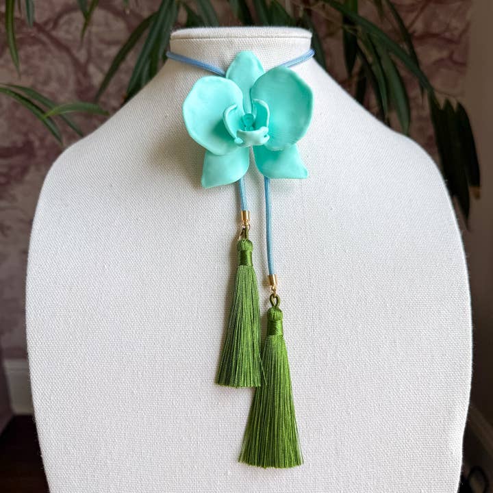 Orchid Bolo Turquoise with Baby Blue & Olive for wholesale by Rahya Jewelry Design