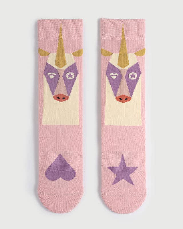 Rosa Calzini Unicorno | Calzini Semibold Magic Unicorn Athleisure Crew in vendita all'ingrosso su Faire3