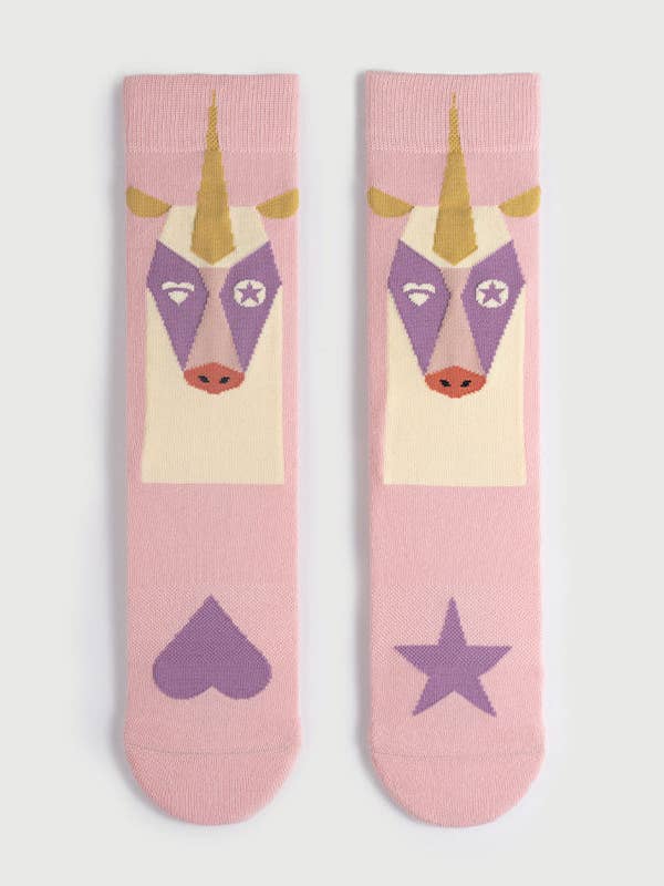 Rosa Calzini Unicorno | Calzini Semibold Magic Unicorn Athleisure Crew in vendita all'ingrosso su Faire3