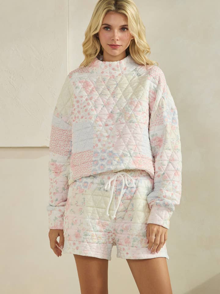 Veveret - Wholesale Lounge Shorts - Women's - Floral textured lounge shorts 4