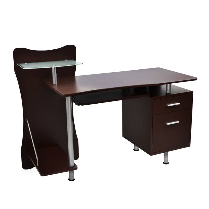 Chocolate Stylish Computer Desk with Storage for wholesale on Faire