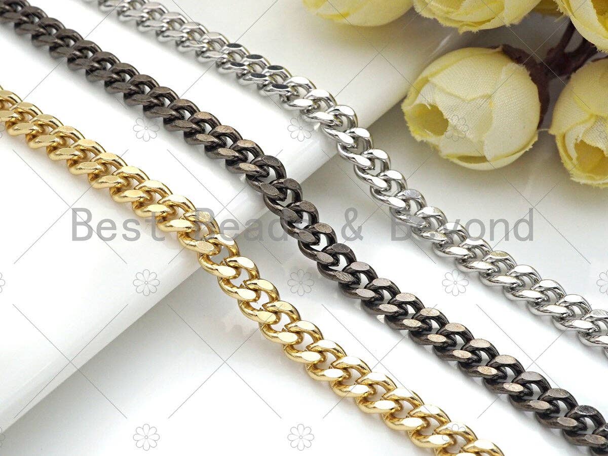 BestBeads&Beyond - Vente Collier maille et chaîne - Chaîne cubique à maillons plats 3mm/4mm/5mm/6mm/7mm au mètre, sku#M2900