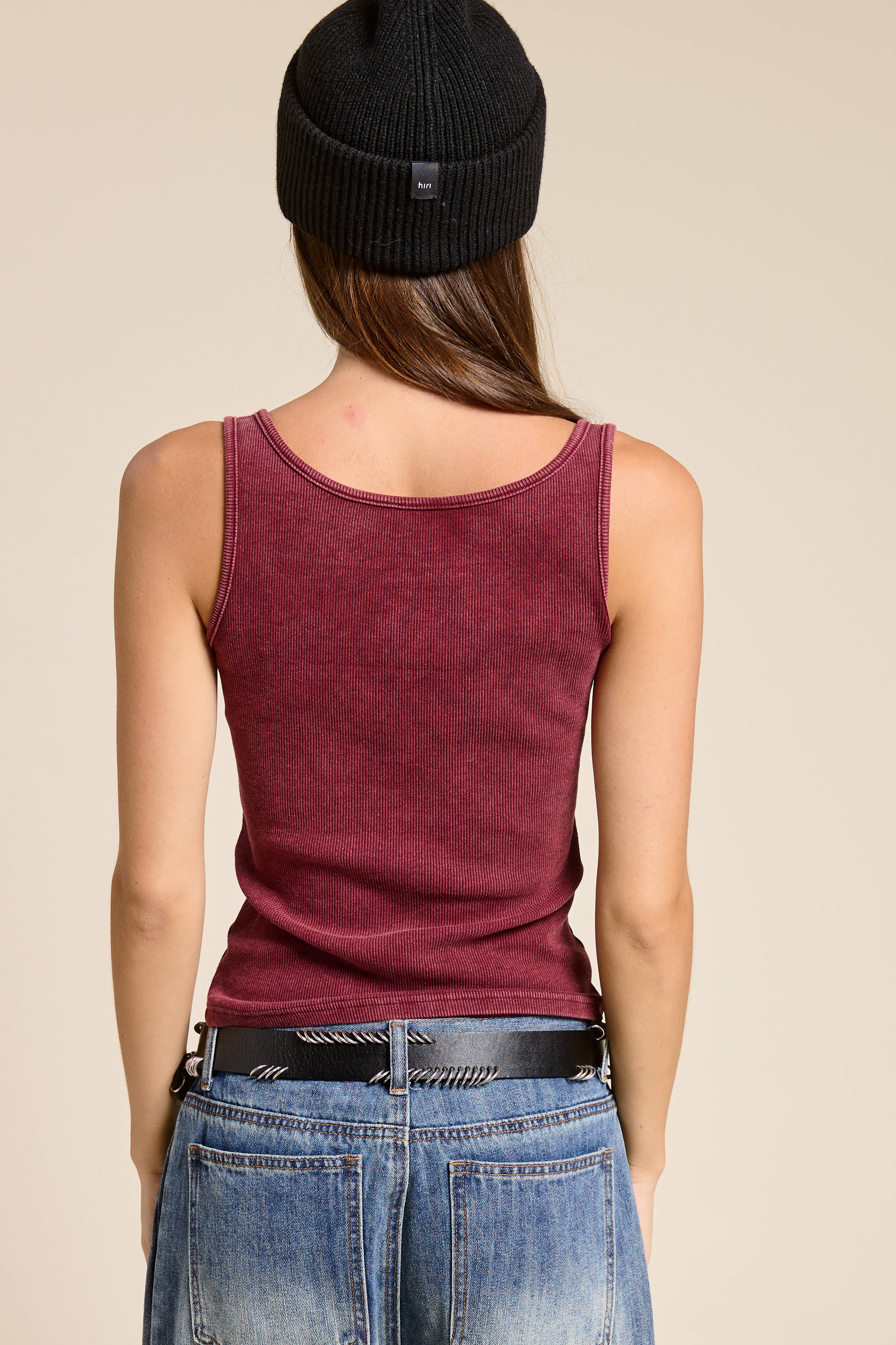 Mimosa - Wholesale Tank Top - Women's - Western Silver Belt Trim Washed Tank Top3