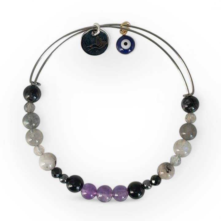 Bracelet de Protection | Bracelet en Cristal avec Œil de Mauvais Œil | Acier Inoxydable ou Doré pour la vente par Rock This Way Crystal Shop