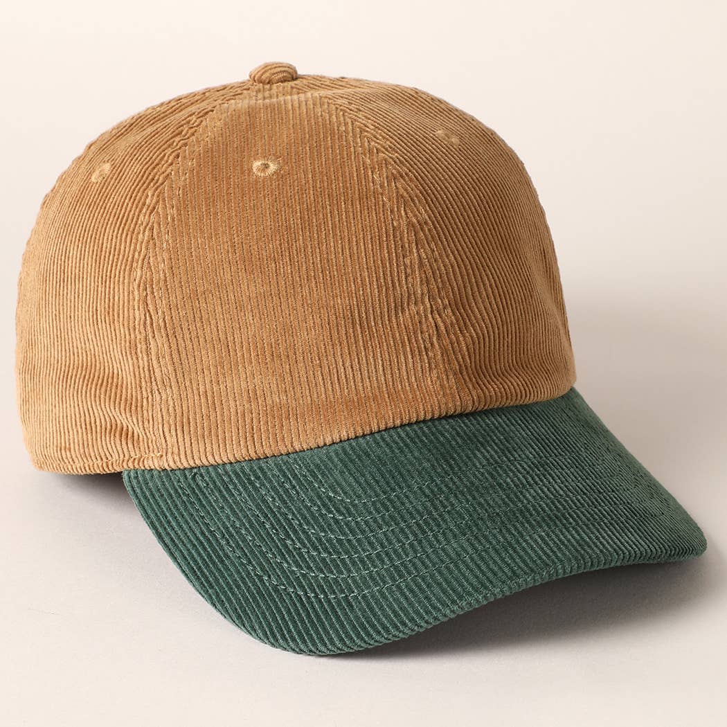 Fashion City - Wholesale Baseball Cap - Unisex - Corduroy Two-Tone Adjustable Baseball Cap24