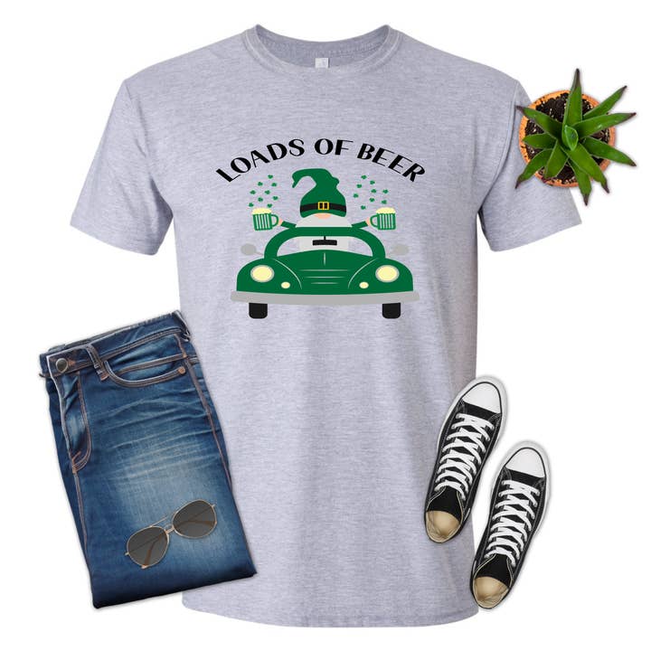 Gnome Loads of Beer, camicia per il giorno di San Patrizio, maglietta per la vendita all'ingrosso da parte di 316 Legacy LLC