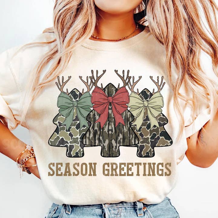 Coquette Camo Christmas Trees Shirt, Hunting Xmas Sweatshirt for wholesale by NVC Ecommerce LLC