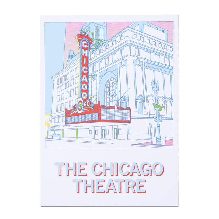 Chicago Teater Illustration Postkort for engroshandel hos RAYGUN