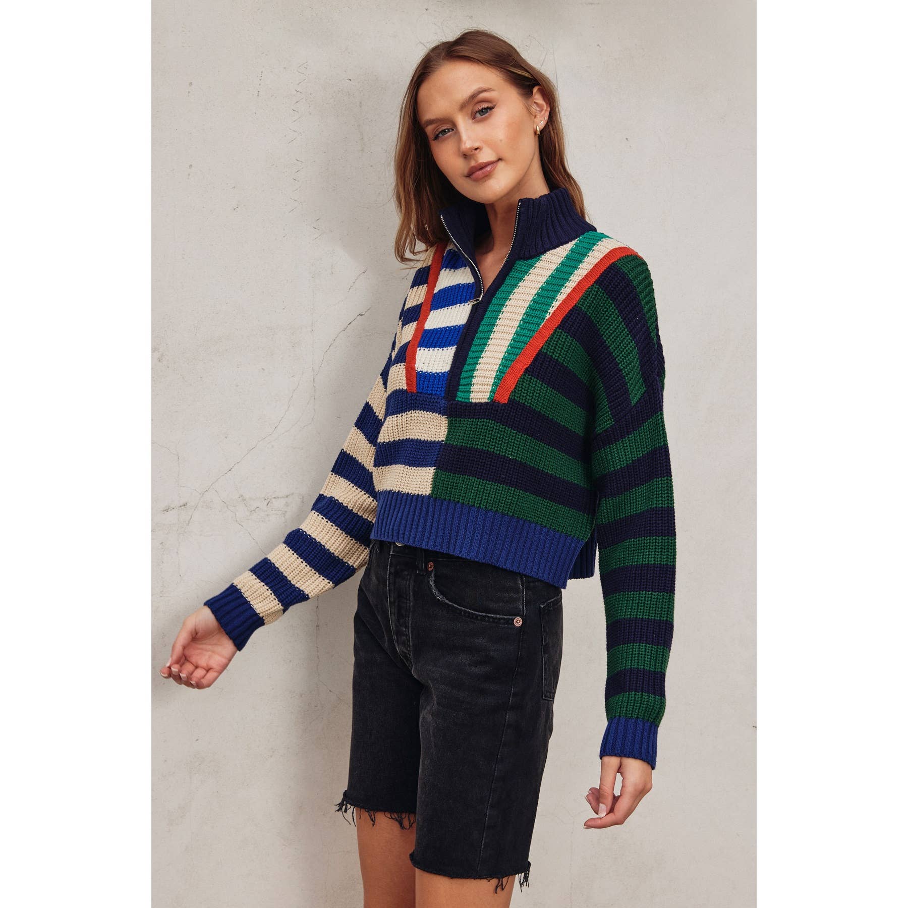Dress Forum - Wholesale Knit Sweater - Women's - Colorburst Half Zip Collared Sweater (1)6