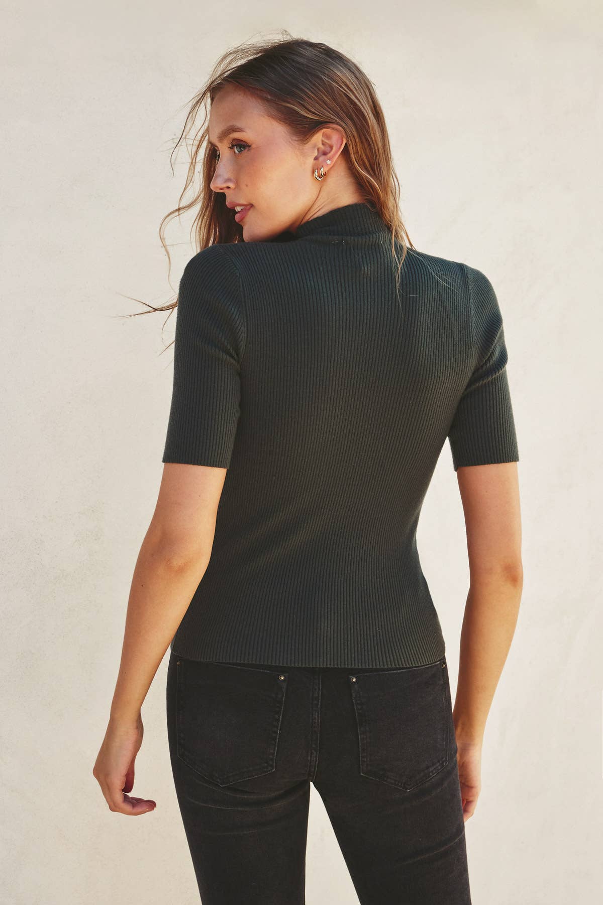 Dress Forum - Wholesale Knit Top - Women's - Mock Neck Short Sleeve Sweater2