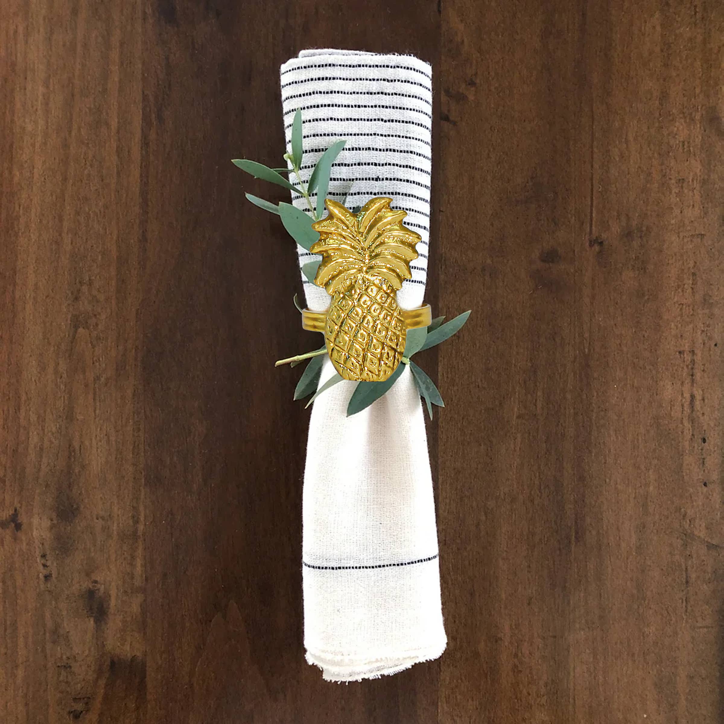 India Handicrafts Inc - Wholesale Napkin Ring - Gold Pineapple Napkin Ring