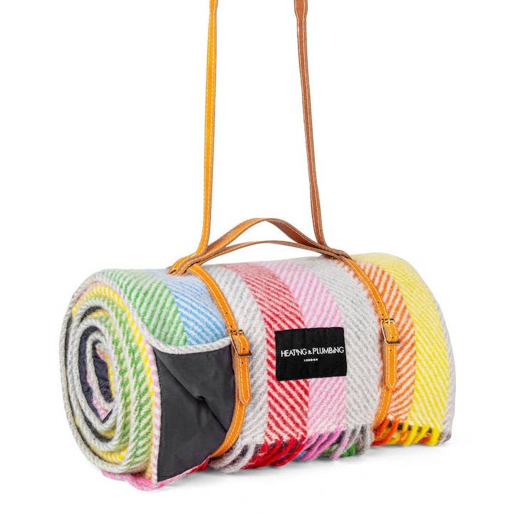 Pure New Wool Waterproof Picnic Blanket - Rainbow for wholesale by Heating & Plumbing London
