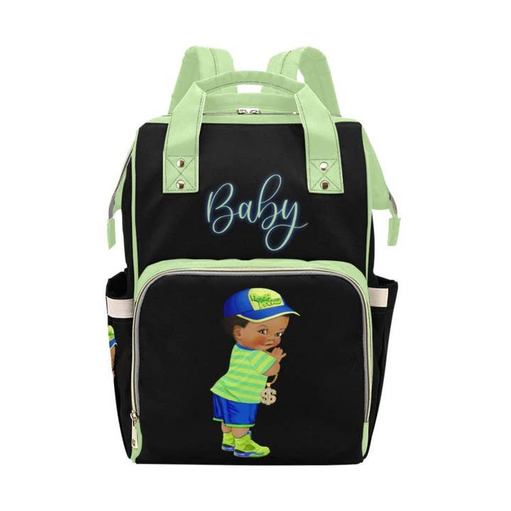 Diaper Bag Backpack | Super Cute African American Baby Boy Fresh Prince - Bling - Waterproof for wholesale by TJtoddles.com