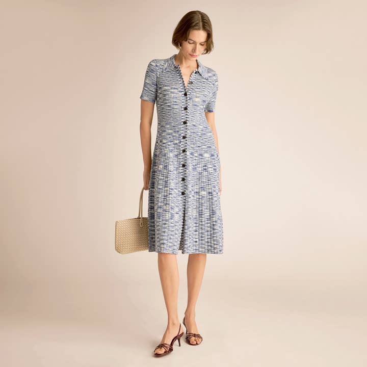 Osipa Dress - Space Dye Rib Knit :: Blue Multi for wholesale by M.M.LaFleur