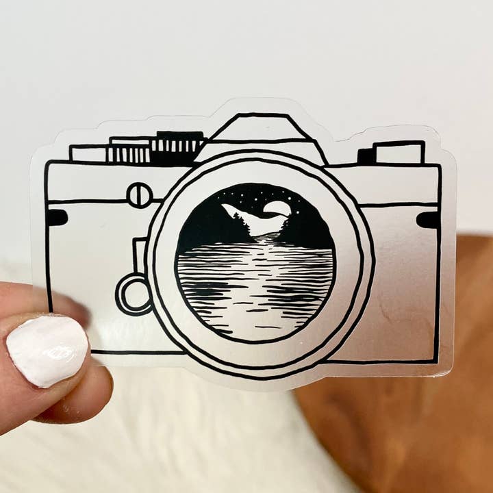 Black And White Camera Nature Clear Sticker for wholesale by Big Moods