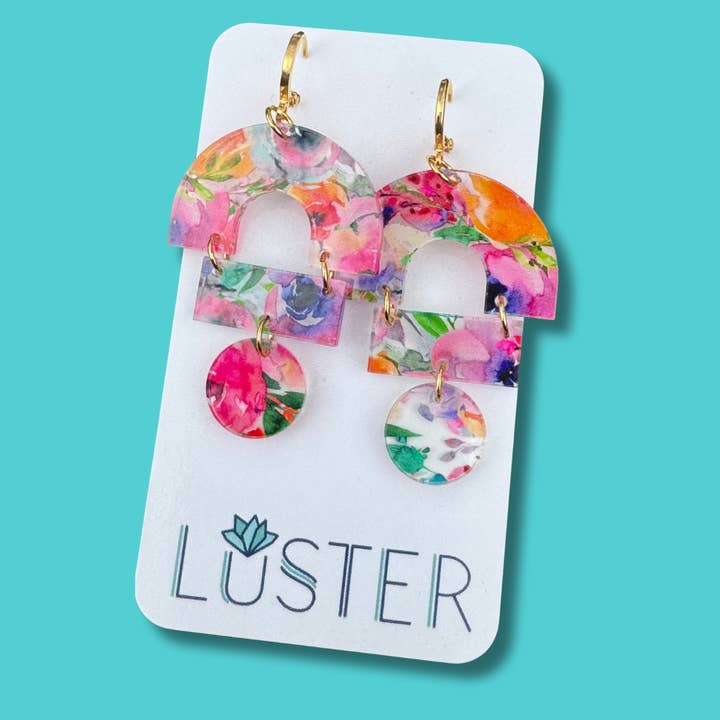 Acrylic Floral Statement Earrings for wholesale by LUSTER