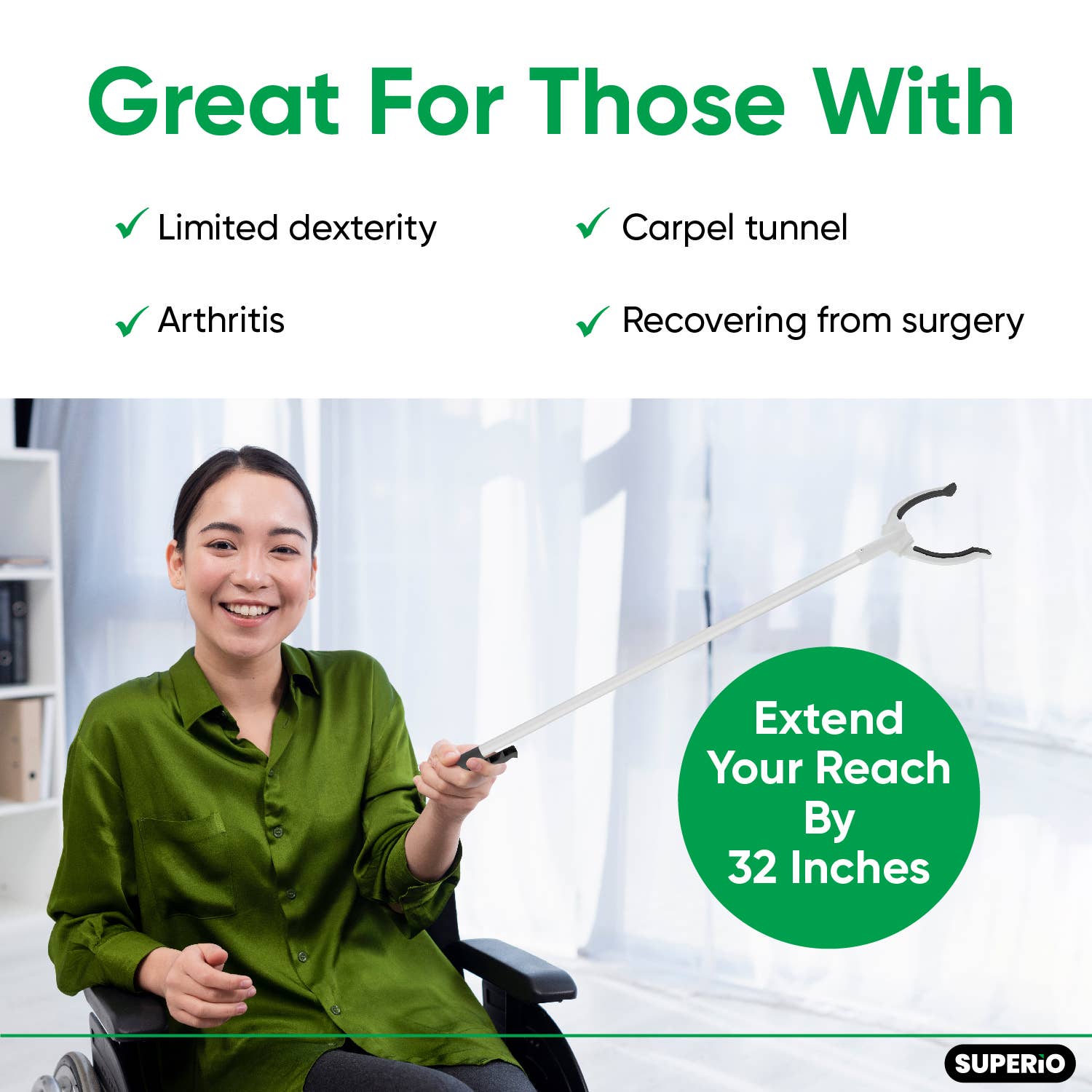 Superio Brand - Wholesale Garden Tool - Grabber Reacher Tool,  Ideal for Elderly Assistance-CS11