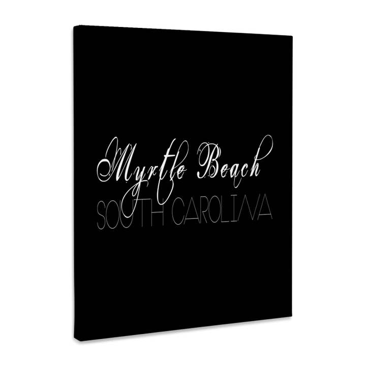 3dRose - Wholesale Art Print - 3dRose, American Beaches - Myrtle Beach, South Carolina on black, Museum Grade Canvas Wrap