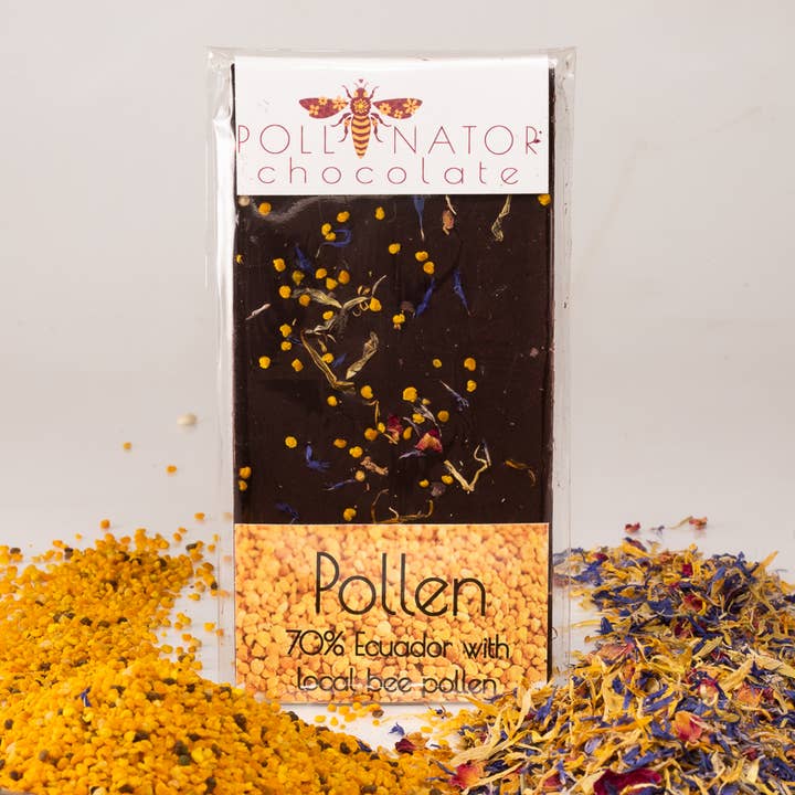 Pollinator Chocolate company - Wholesale Chocolate Bar - 70% Bar Bee Pollen with edible flowers 1