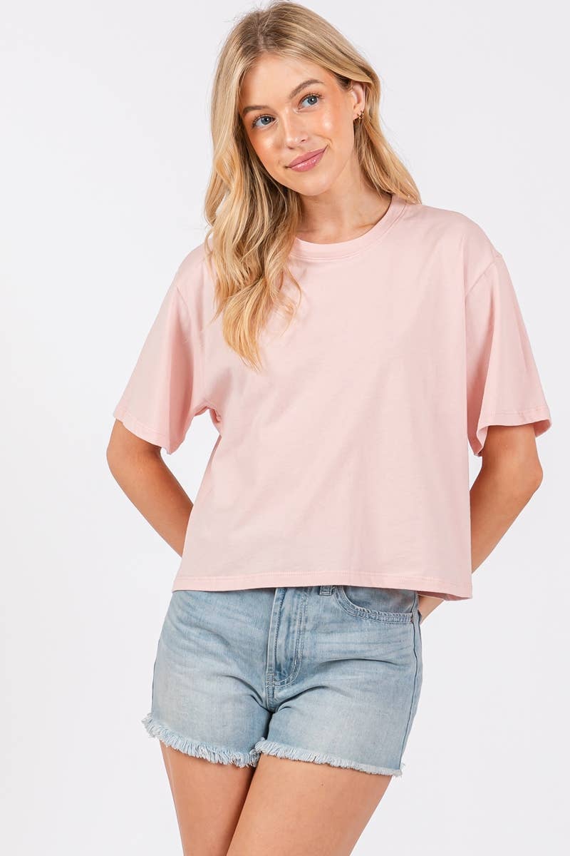 Foryeri - Wholesale T-Shirt - Women's - S/S RELAXED FAUX CROP TEE10