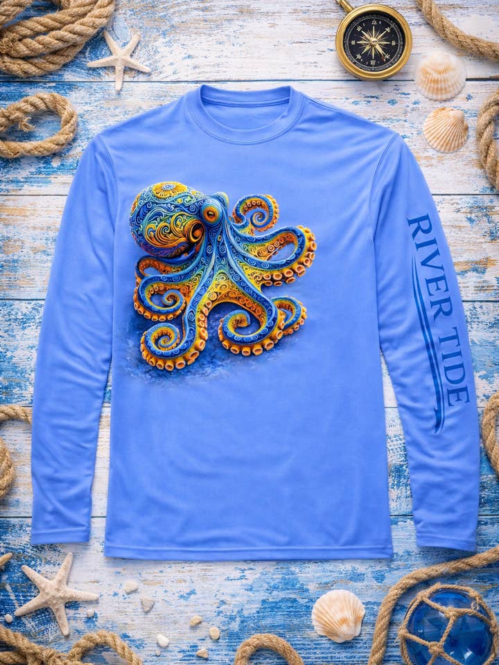 Octo Current Long Sleeve Performance Shirt for wholesale by River Tide Apparel
