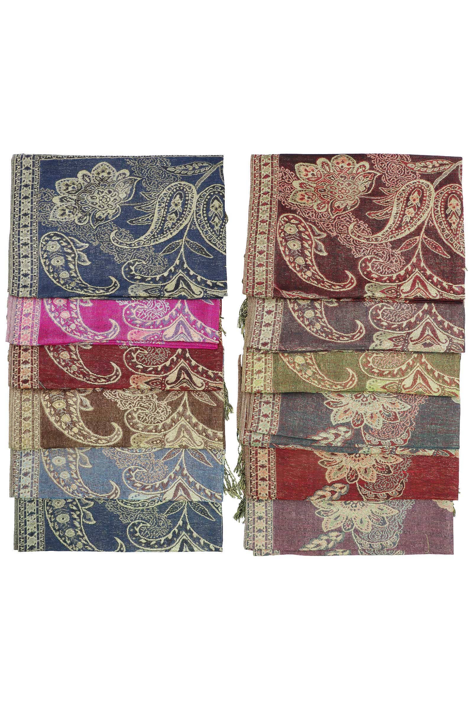 Assorted Paisley Vineyard Metallic Twist Pashmina Shawl for wholesale on Faire1