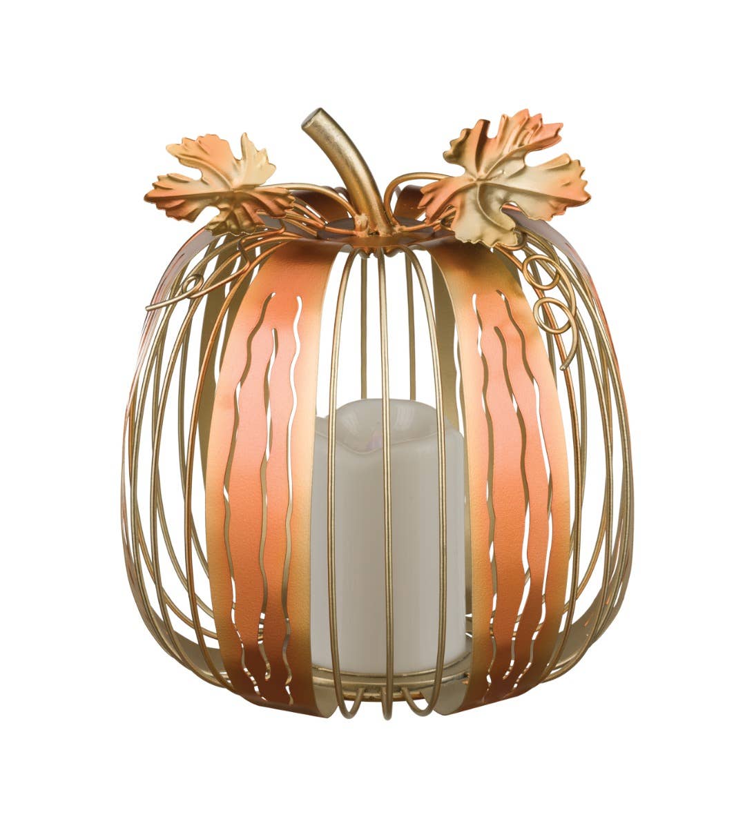 Orange LED Copper Pumpkin Decor Set/2 for wholesale on Faire1