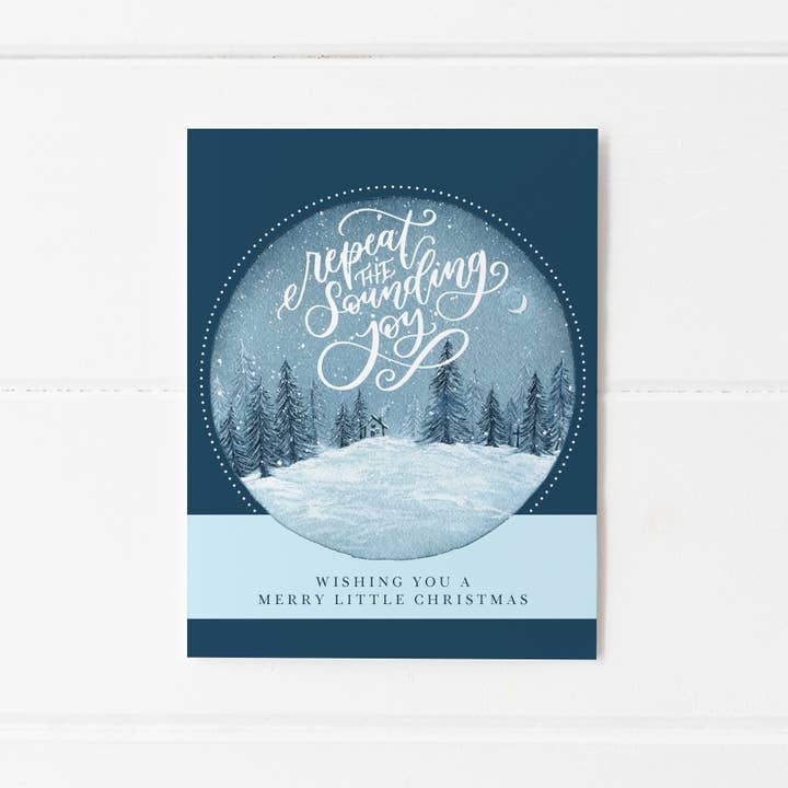 Repeat the Sounding Joy Snowy Night Christmas Greeting Card for wholesale by Elizabeth Denniston Design
