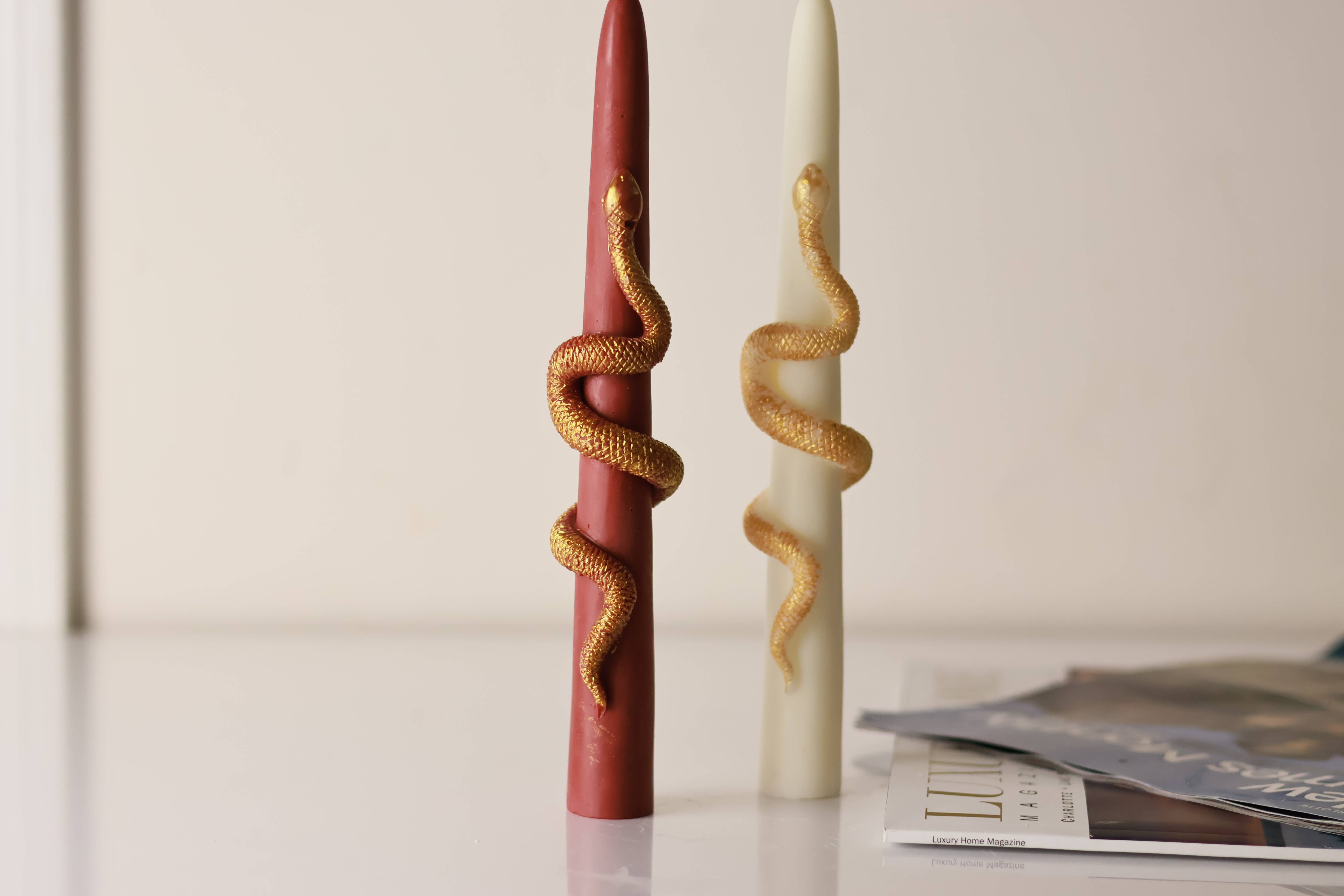 Agaboo Candle – Engroshandel Stearinlys/lysestage – Kronelys med guldslange 24x2,5cm9