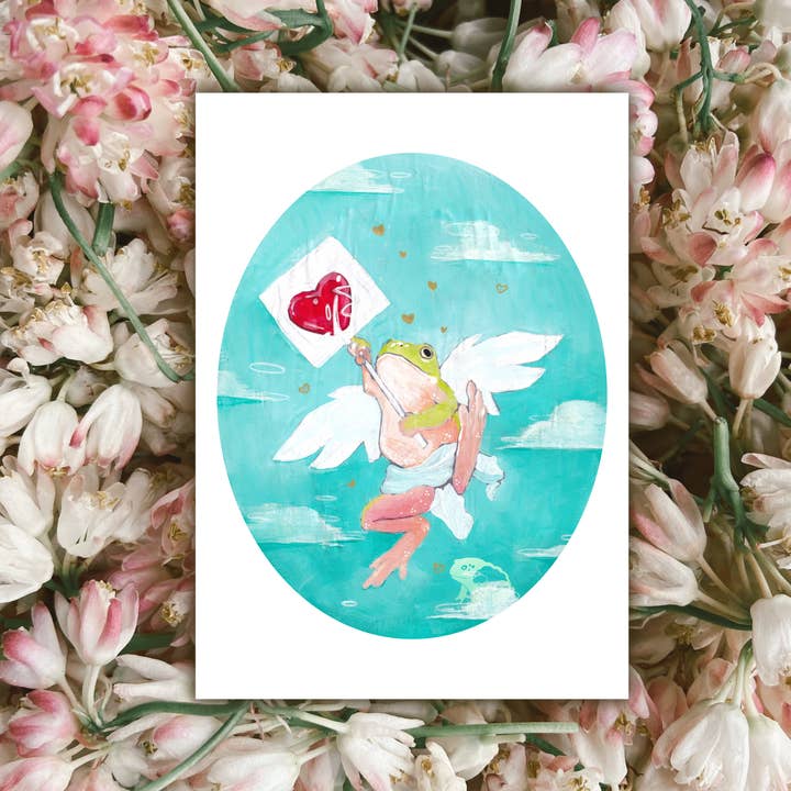 Cupid - Stampa d'Arte di Rana in Acrilico 5x7" per la vendita all'ingrosso da parte di Frog Tree