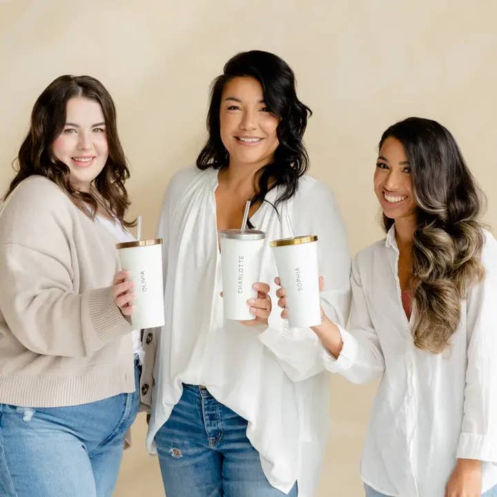 Weddingstar Inc. - Vente Gourde/bouteille isotherme - Gobelet à boisson en métal blanc avec couvercle métallique - vertical3