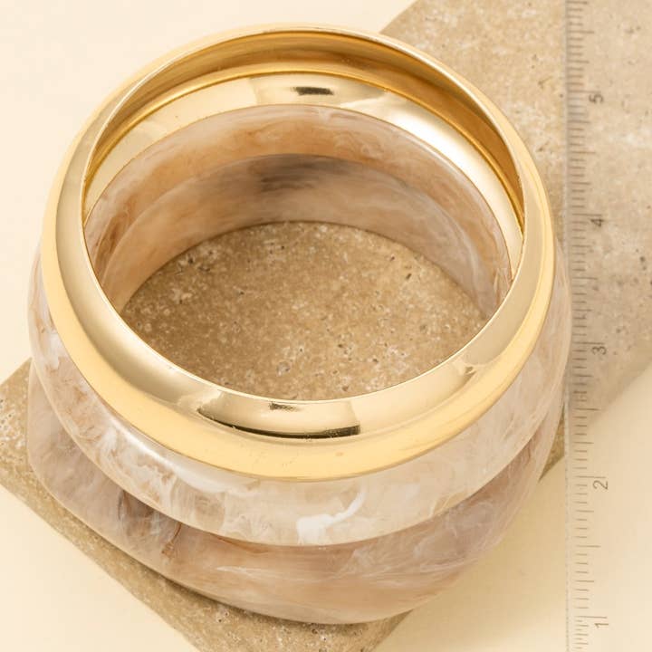 Anarchy Street - Wholesale Bangle Bracelet - 3 Piece Metallic And Marble Resin Bangle Bracelet Set1